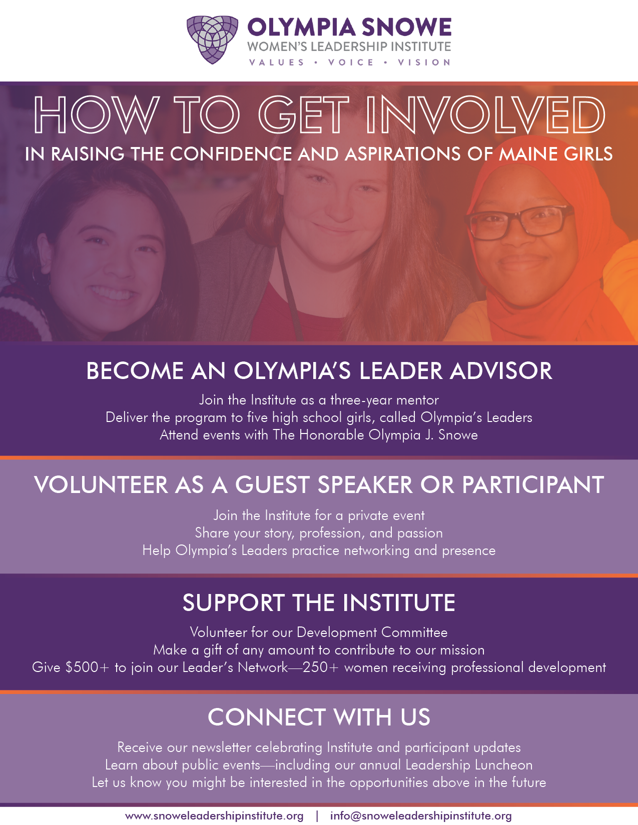 Get Involved with the Institute! Olympia Snowe Women's Leadership